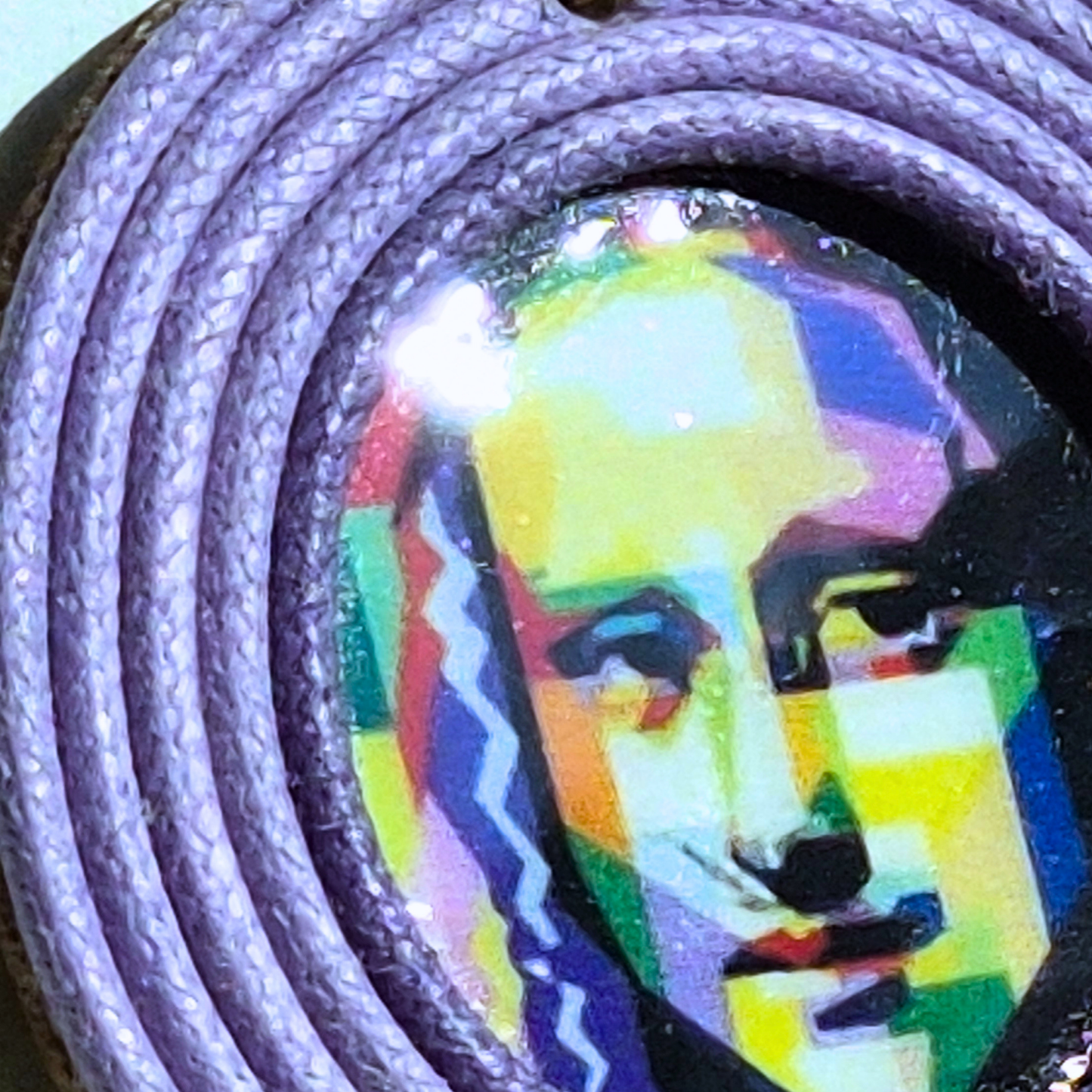 Pendientes Mona Lisa Pop Art – Lila (Pieza Única)