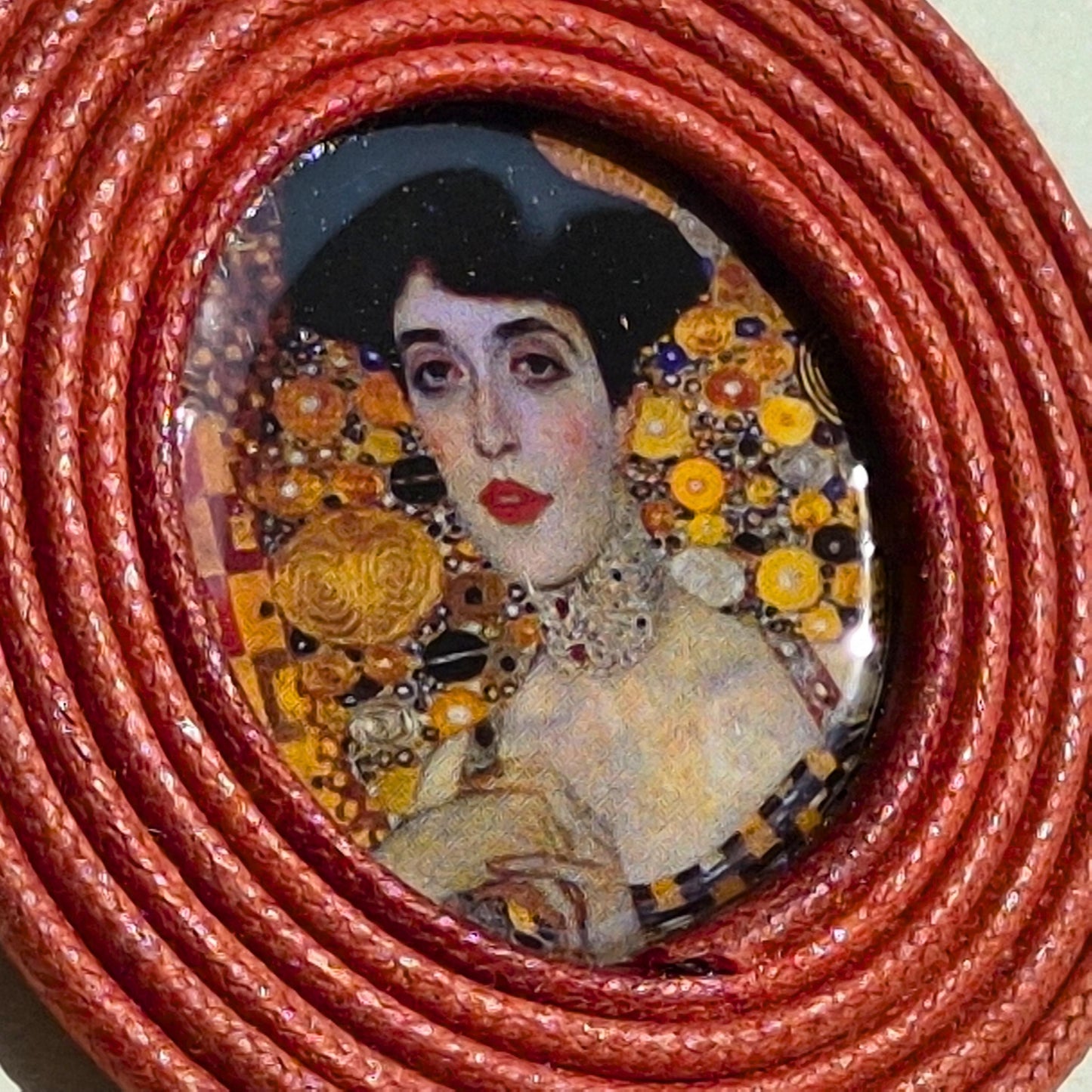 Pendientes Gustav Klimt Joyería de Autor en Algodón Siena Tostado Grandes y Resina Edición Limitada 30 con Certificado de Autenticidad