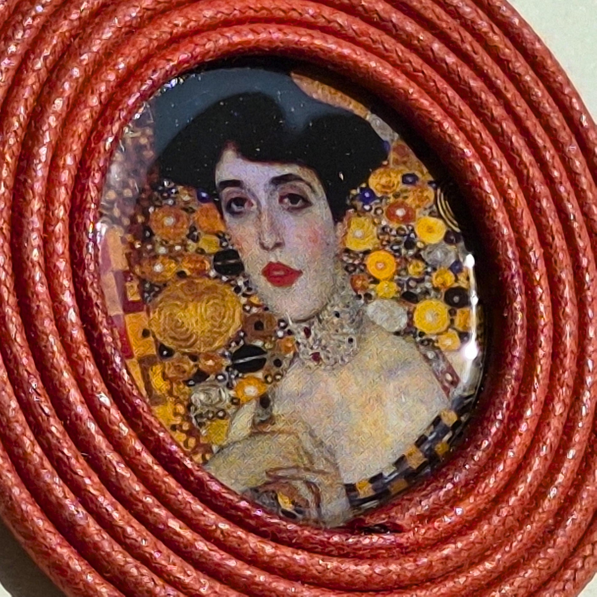 Pendientes Gustav Klimt Joyería de Autor en Algodón Siena Tostado Grandes y Resina Edición Limitada 30 con Certificado de Autenticidad
